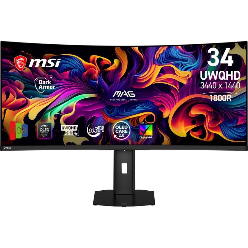 Monitor MSI MAG 341CQP QD-OLED X28 34" UltraWide Quad HD 280Hz QD-OLED Curvo Ajuste Altura
