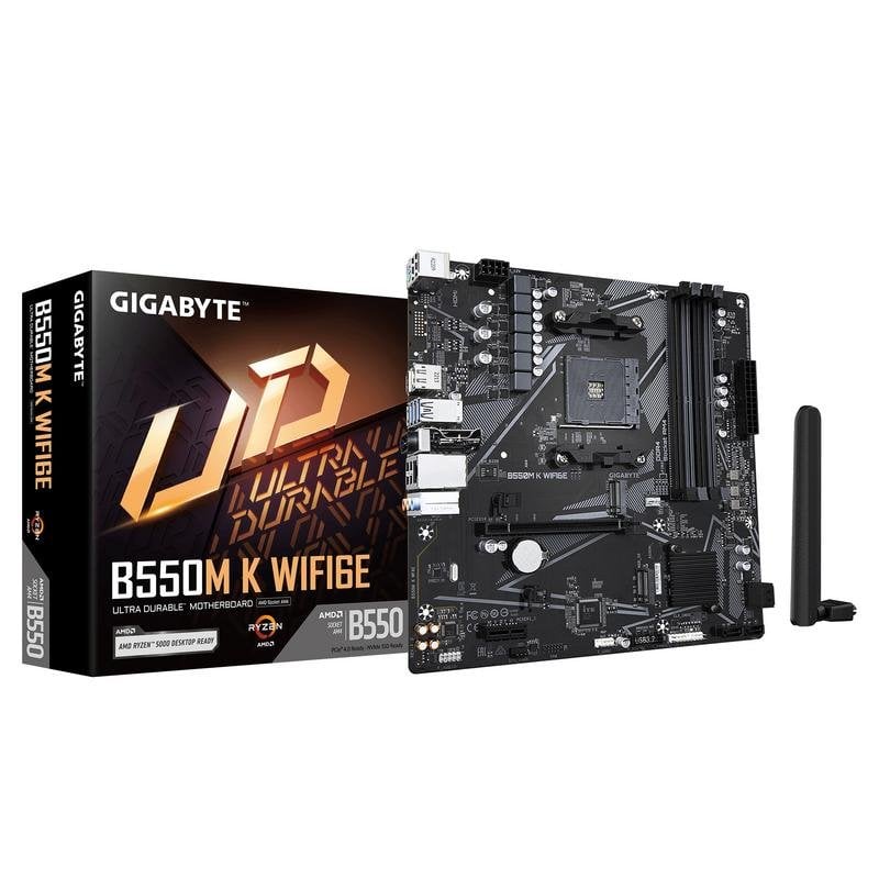 Placa Base GIGABYTE B550M K WIFI6E AMD B550 AM4 DDR4 Micro ATX WiFi 6E Bluetooth 5.3