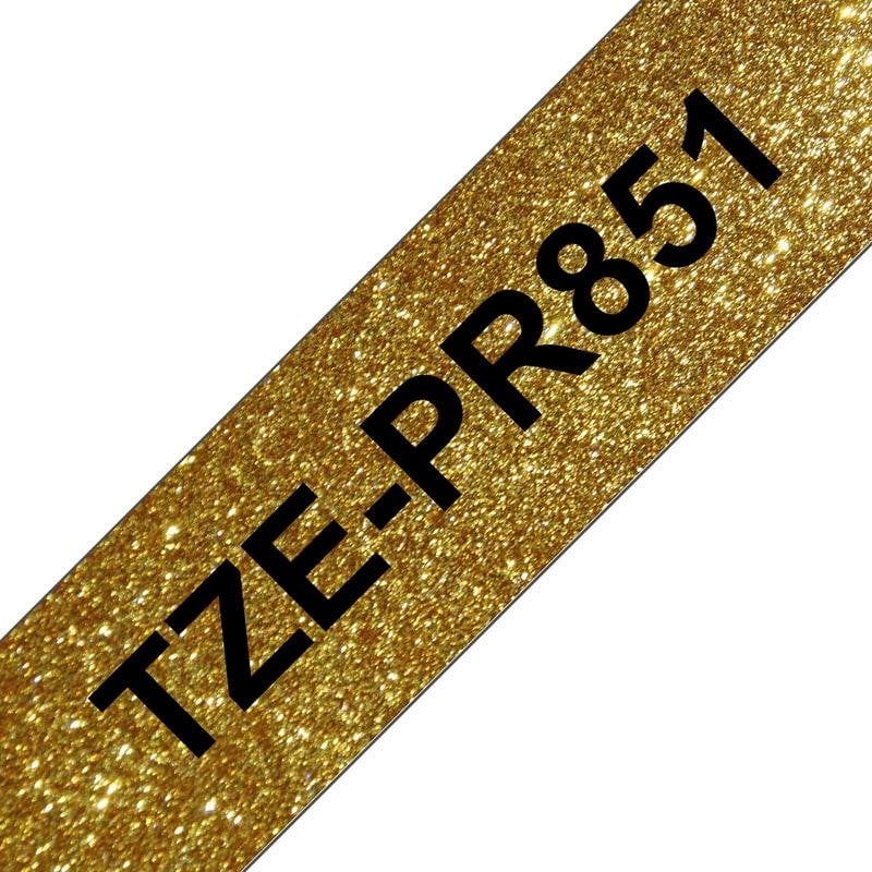Band Brother TZE-PR851 Schwarz auf Gold 24 mm laminiert Premium