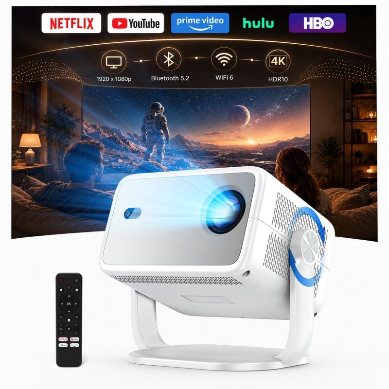 Proiettore Huidun PT10 1080p 1500 Lúmenes 120" LED LCD WiFi 6 Bluetooth 5.2 Smart Portatile