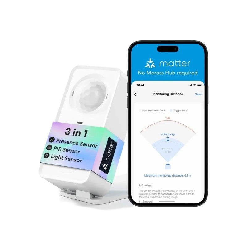 Sensor de Movimiento Meross MS600 Wi-Fi Interior Detección dual Matter