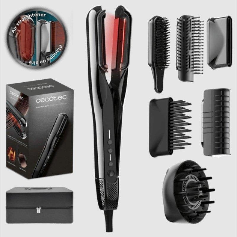 Plancha de Pelo Cerámica Cecotec AirLisse 6in1 iTwerk Platinum 230ºC 4 Ajustes Iónica Seco y Húmedo Negro
