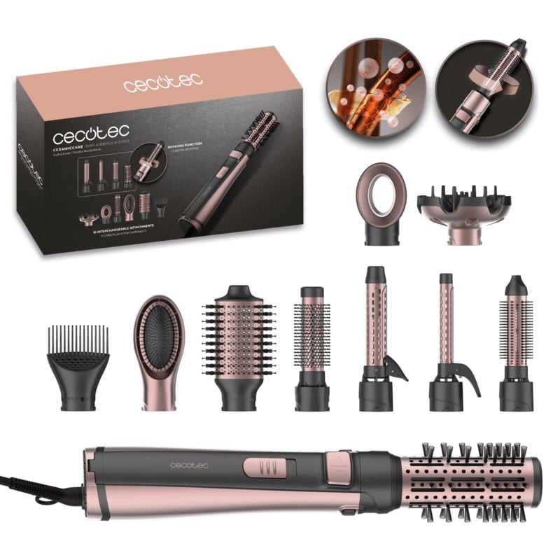 Spazzola Modellante Multifunzione CeramicCare 10in1 AirBrush Gyro 1100W Ceramica Ionica 3 Temperature 10 Accessori