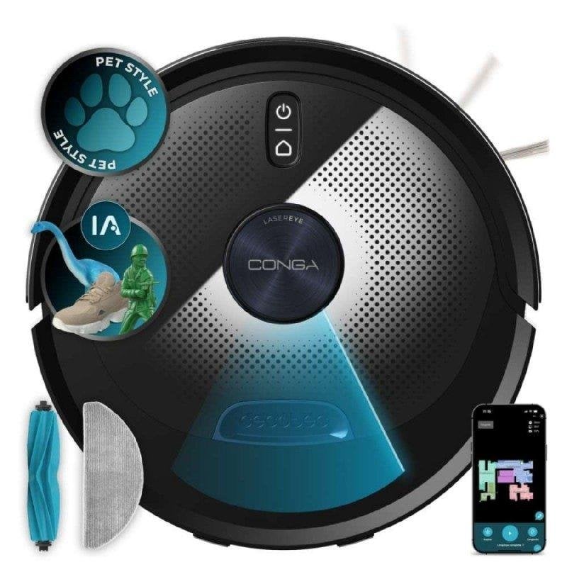 Robot Aspirador y Fregasuelos Cecotec Conga M90 Dark Navegación Láser 25.000 Pa