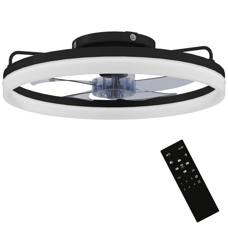 Ventoinha de Teto com Luz Homcom B31-640V00BK 40W Ø50cm 6 Velocidades Motor DC Reversível Comando