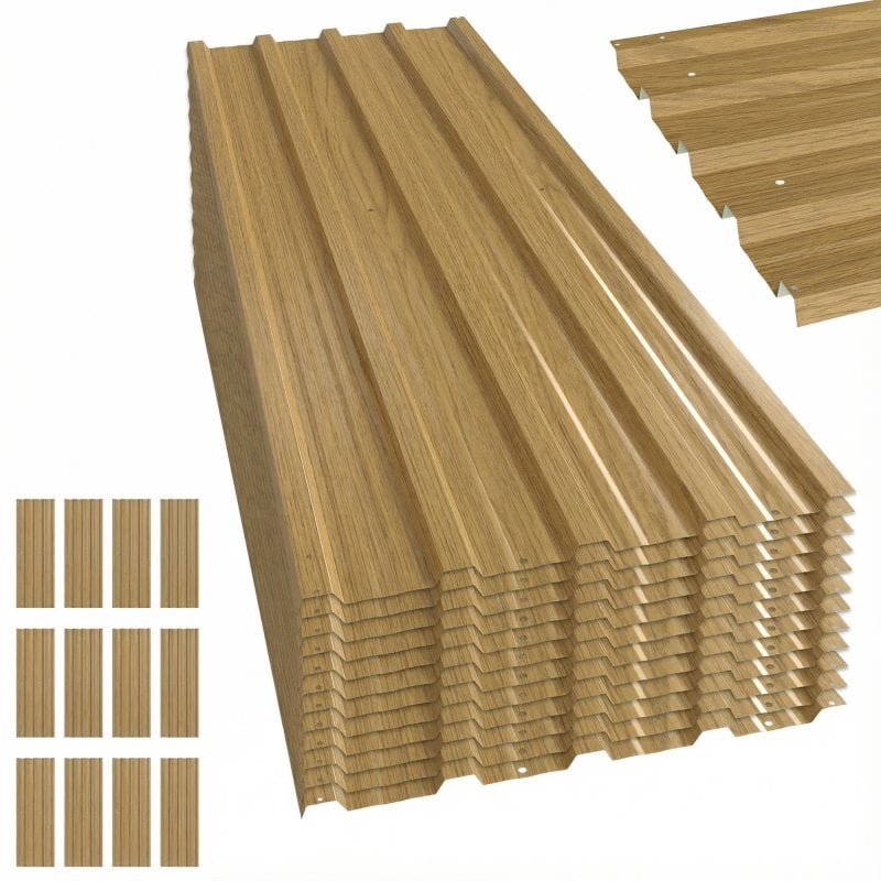 Outsunny Juego De 12 Paneles Para Tejado De Acero Galvanizado 129x45cm Natural