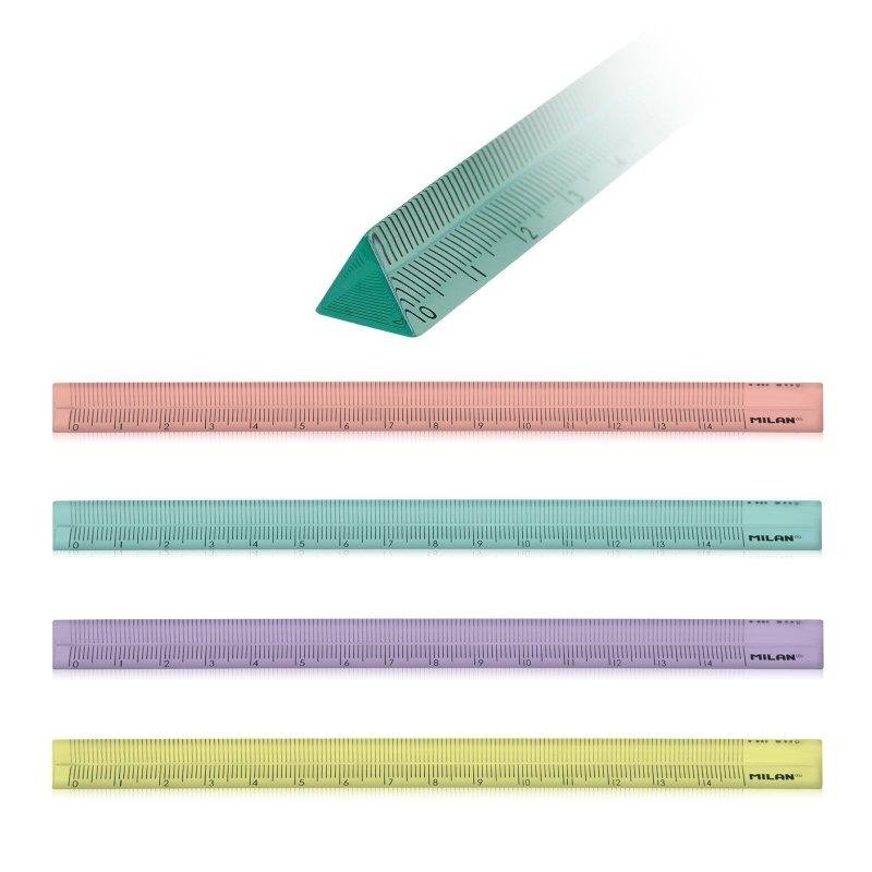 Pack de 4 Reglas Triangulares 15 cm Milan New Look Plástico Transparente