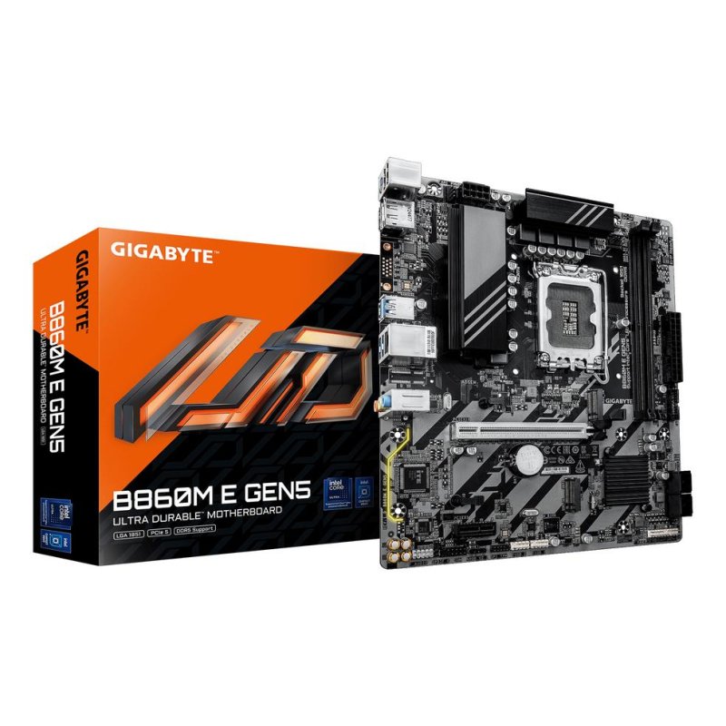 Motherboard Gigabyte B860M E GEN5 Intel B860 LGA 1851 DDR5 Micro-ATX Sem WiFi VRM 4+1+2 Fases