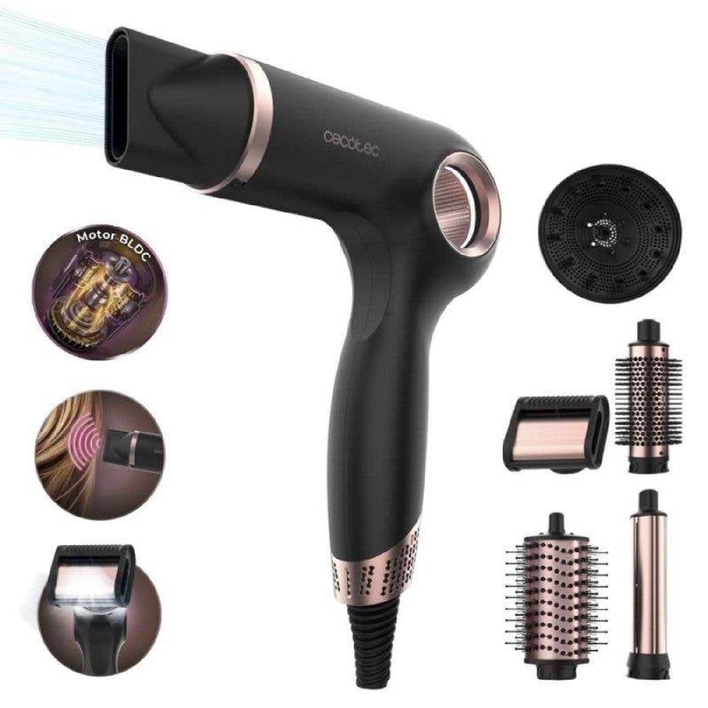 Sèche-cheveux Ionique Cecotec DryGlam Waves Sensor 1400W 6 Accessoires 110000rpm Noir