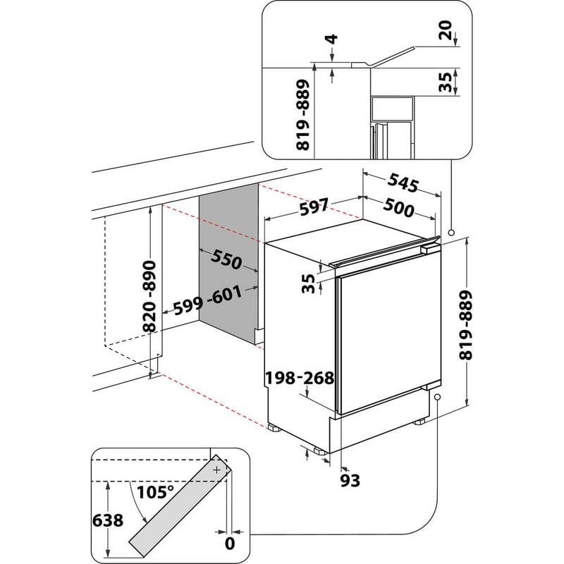 Congélateur Encastrable Whirlpool WBUFZ011 – Classe Énergétique E, 91 Litres