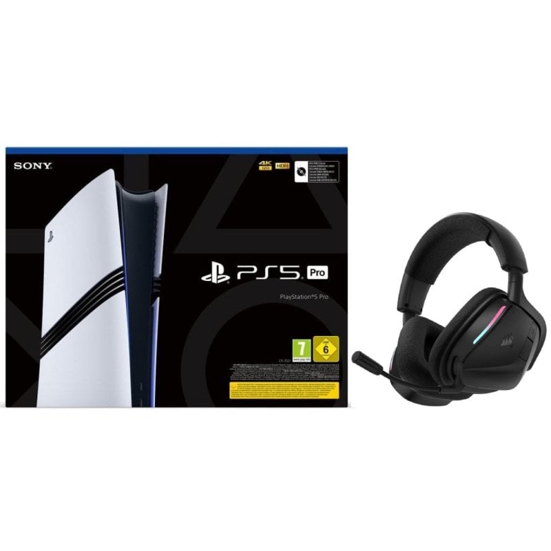 Sony PlayStation 5 Pro con Nuevo Dualsense + Corsair Void V2 Auriculares Gaming Inalámbricos Dolby Atmos Negros