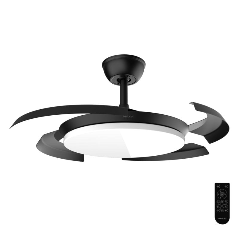 Ventilateur de Plafond avec Lumière Cecotec EnergySilence Aero 4500 107cm 6 Vitesses Pales Rétractables Télécommande Minuterie Fonction Hiver