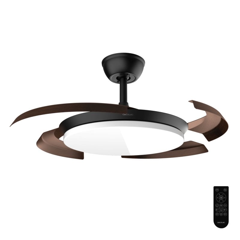 Ventilateur de Plafond avec Lumière Cecotec EnergySilence Aero 4500 107cm 6 Vitesses Pales Rétractables Télécommande