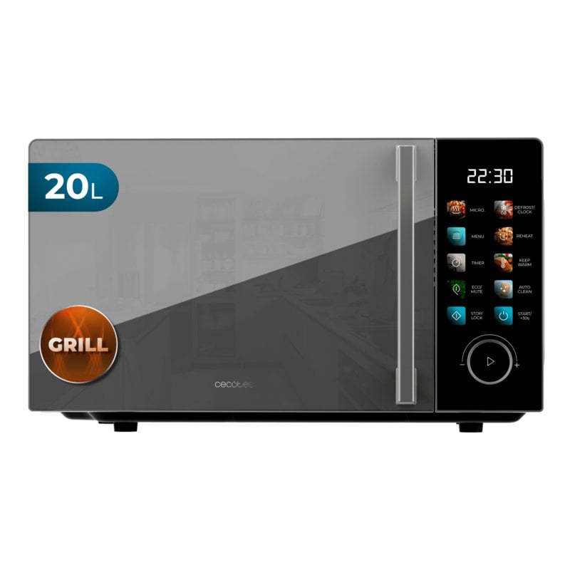 Microondas Cecotec Proclean 6130 Black 20 Litros 700W Grill 800W táctil