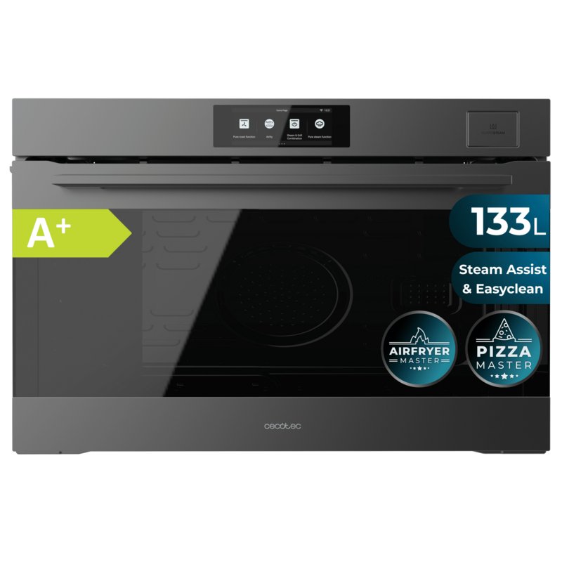 Horno Multifunción Cecotec Bolero Hexa S609000 Matt TFT 133L 60cm Hidrolítico A++ AirFryer Vapor Negro