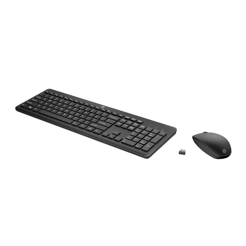 Clavier HP 235 à membrane complet avec souris optique sans fil noir
