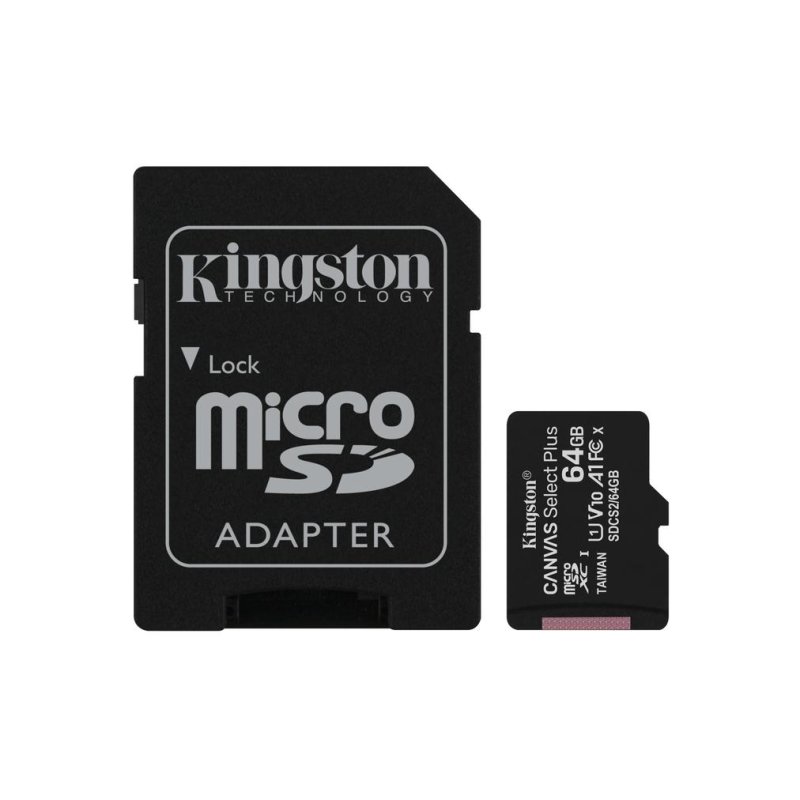 Carte microSD Kingston Canvas Select Plus 64 GB 100R A1 C10 UHS-I