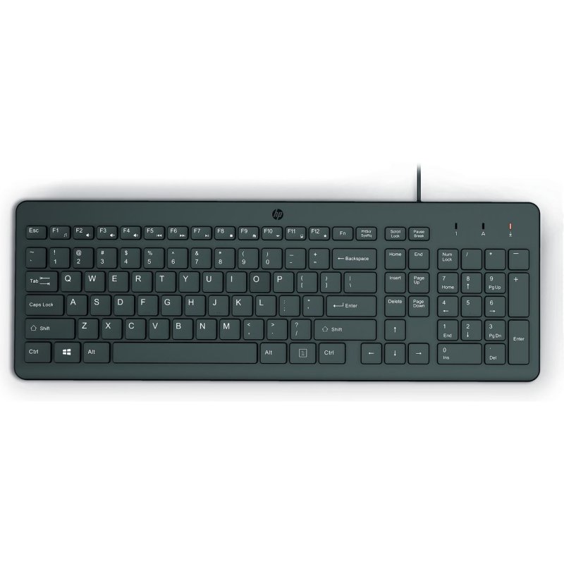Teclado HP 150 mecânico completo com cabo USB e layout QWERTY preto