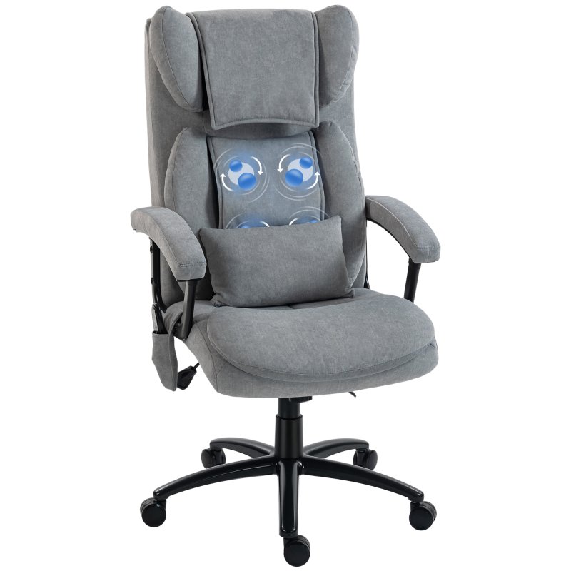 Homcom Silla De Oficina Con Masaje De Amasamiento De 4 Puntos Gris