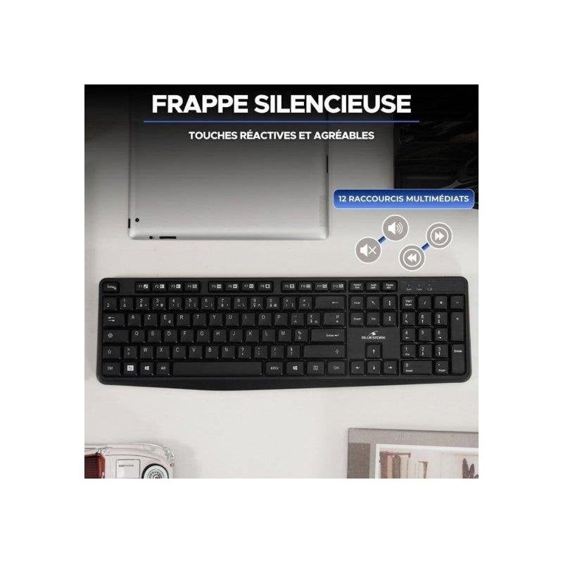 Clavier Bluestork Media Office filaire AZERTY compact avec 15 touches multimédias