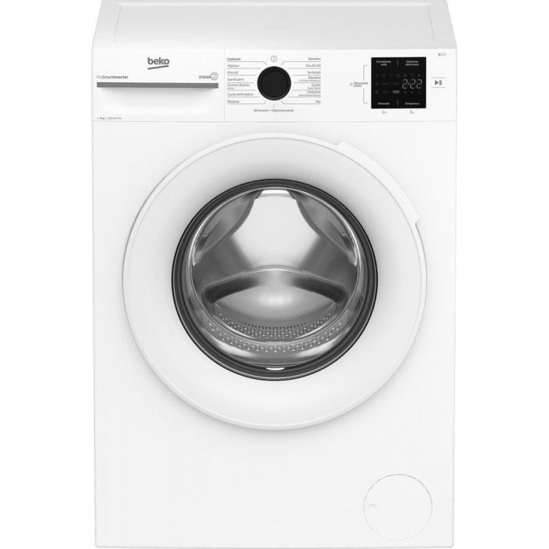 Lavadora Beko BM1WFU38225WW Carga Frontal 8 kg 1200 rpm Clase B Blanca con Motor Inverter y Vapor