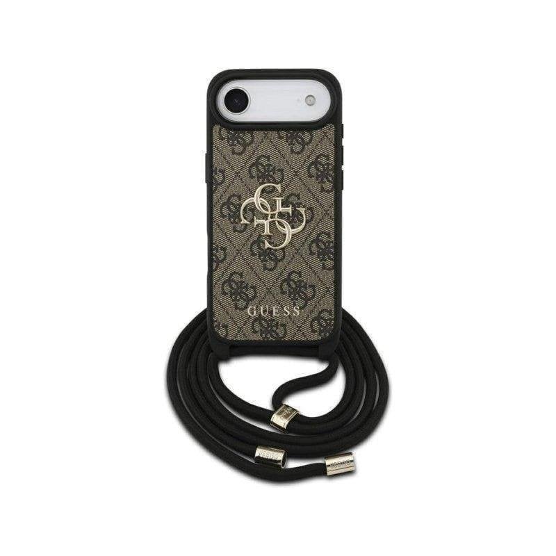 Funda para móvil Guess Air PU marrón Logo 4G correa con cordón para iPhone