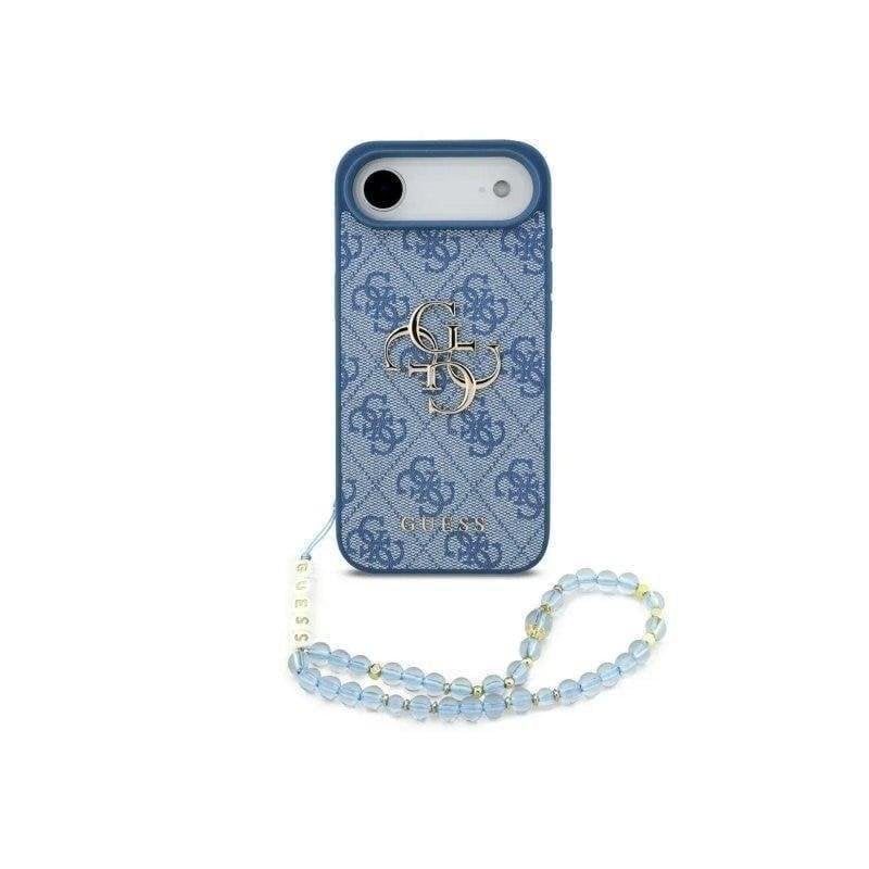 Funda para móvil Guess Air Polipiel Azul Logo 4G Correa Perlas para iPhone