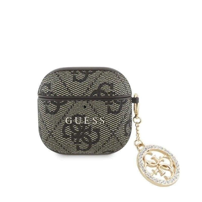 Funda Guess AirPods 4 Polipiel Marrón Dije de Piedras
