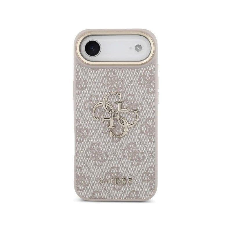 Funda para móvil Guess carcasa rígida material premium rosa logo dorado para iPhone 4G