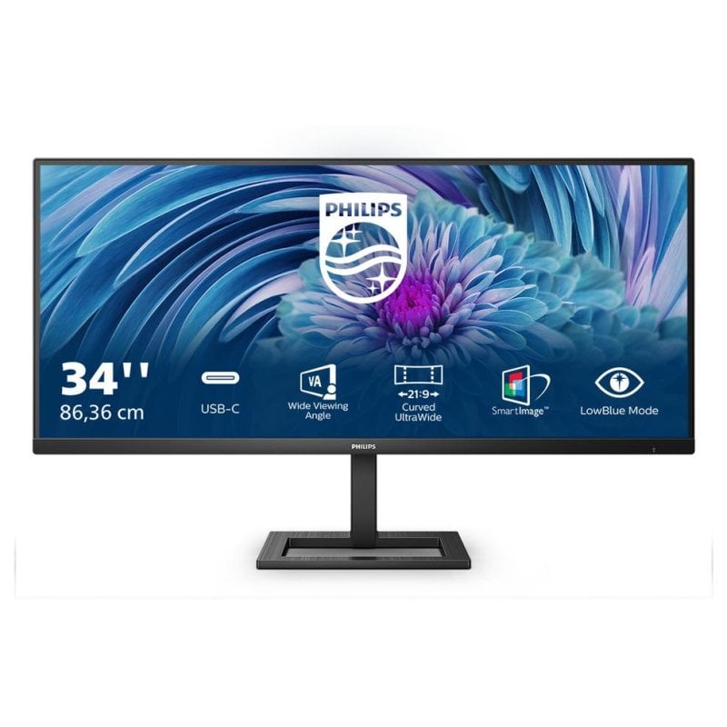 Écran PC Philips E Line 346E2LAE 34" UltraWide Quad HD 100Hz VA USB-C Hauteur Ajustable