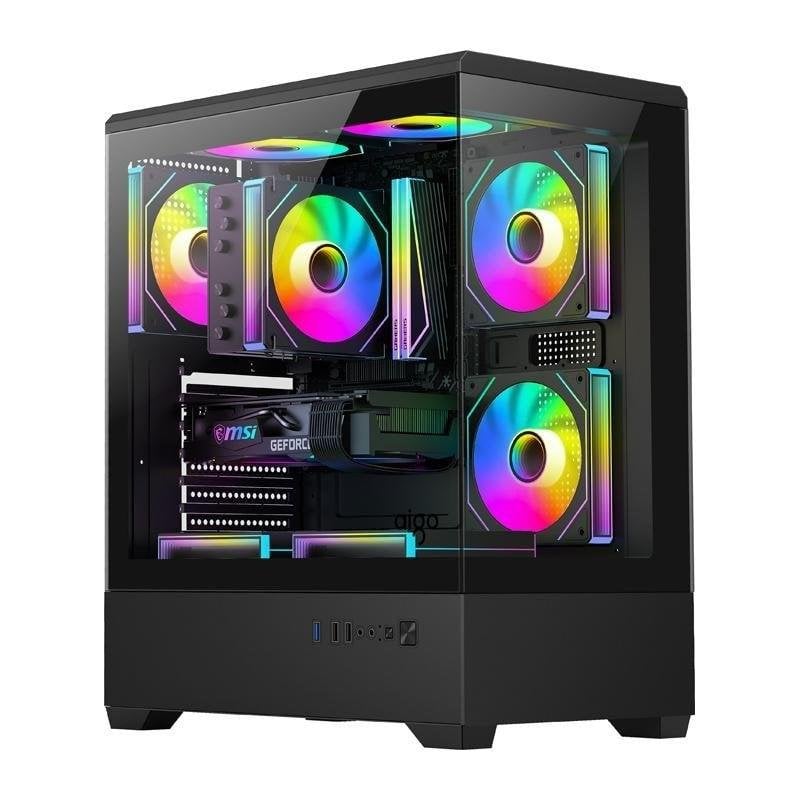 Boîtier PC Darkflash C365 ATX E ATX ITX 270° Verre Trempé 5 Ventilateurs