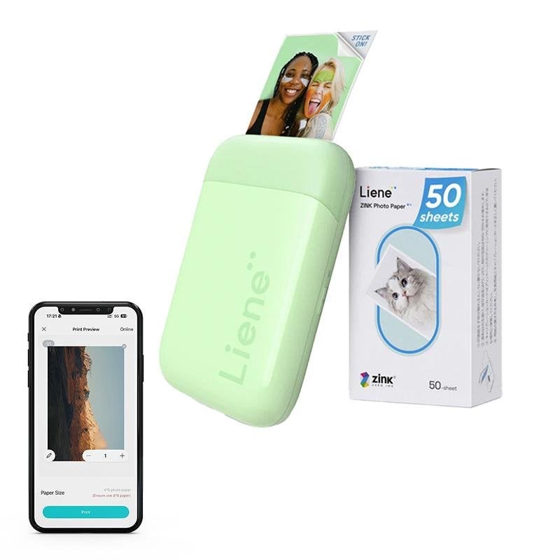 Imprimante portable Zink Bluetooth Liene Pearl 2x3" verte avec batterie intégrée