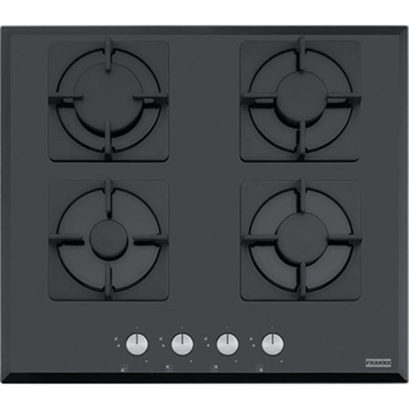 Placa de gás Franke FHNS 604 4G BK C 4 zonas 59 cm integrada vidro negro