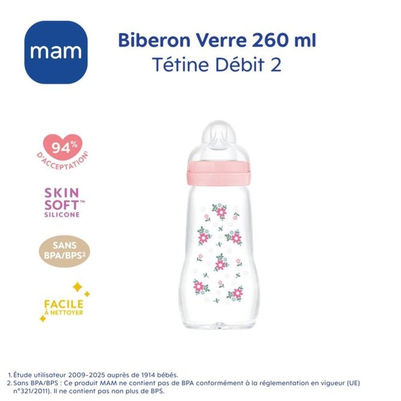 Mam Rosa Glasflasche - Sauger Stufe 2 Mittel - Image 2