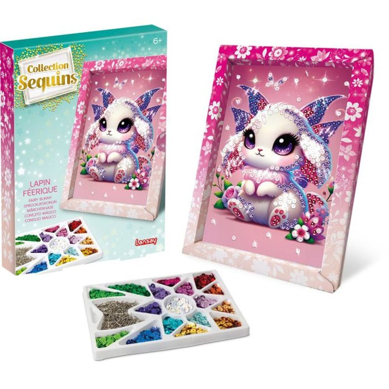 Kit Loisirs Créatifs Lansay Collection Sequins Féérique Fée Lapin Cadre 6+