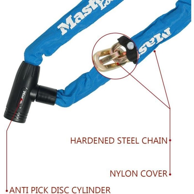 Antivol Master Lock Chaîne Acier Cémenté 9 mm 90 cm Bleu