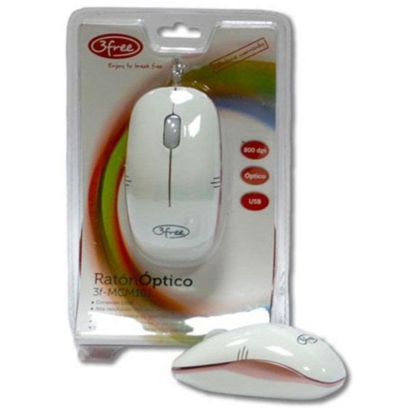 Ratón 3free 3F-MCM101/WP USB Óptico 800 DPI Blanco Rosa Mini Tamaño