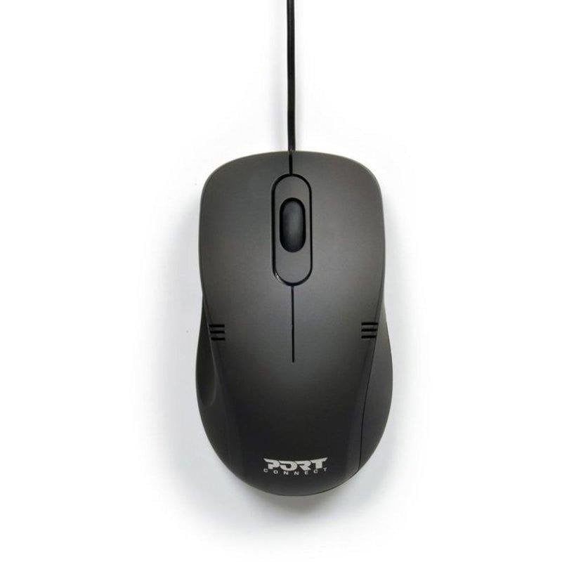 Ratón Port Designs 900400-PRO USB-A 1000 DPI Ambidiestro Negro Ergonomía
