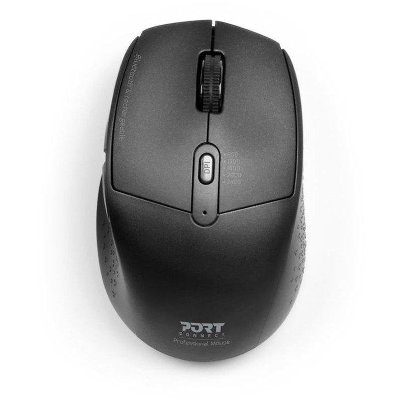 Ratón Port Designs 900715 Inalámbrico Bluetooth 2400 DPI Negro Recargable