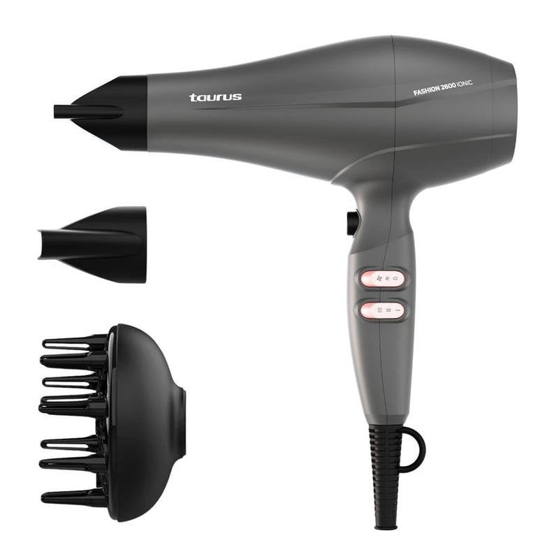 Secador de Pelo Iónico Profesional Taurus FASHION 2600 IONIC 2600W 6 Temperaturas 6 Velocidades con Accesorios Gris