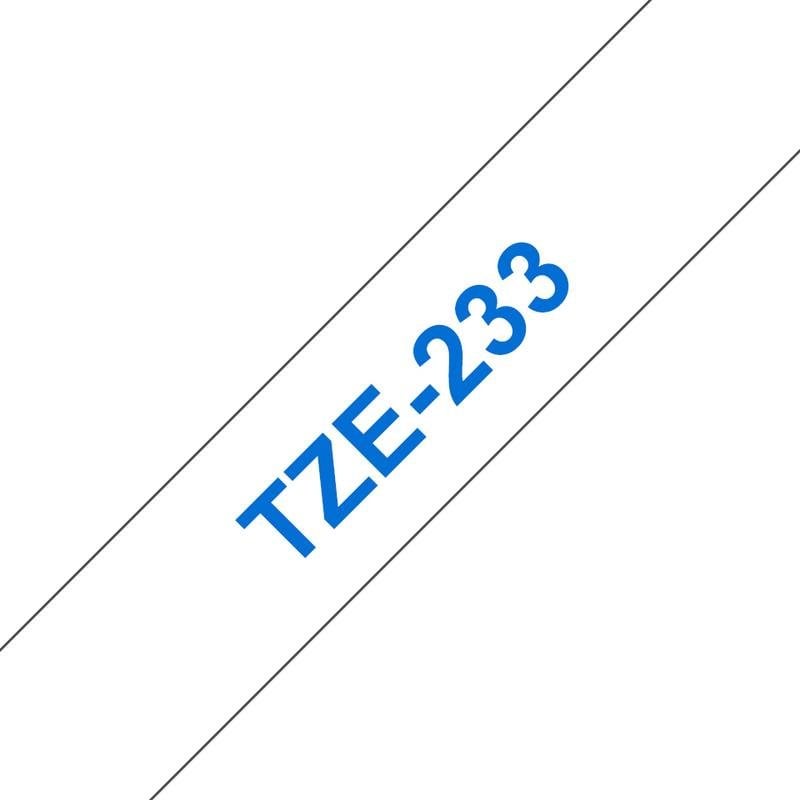 Cintas pour imprimante d'étiquettes Brother TZE-233 Bleu sur blanc 12 mm 8 m