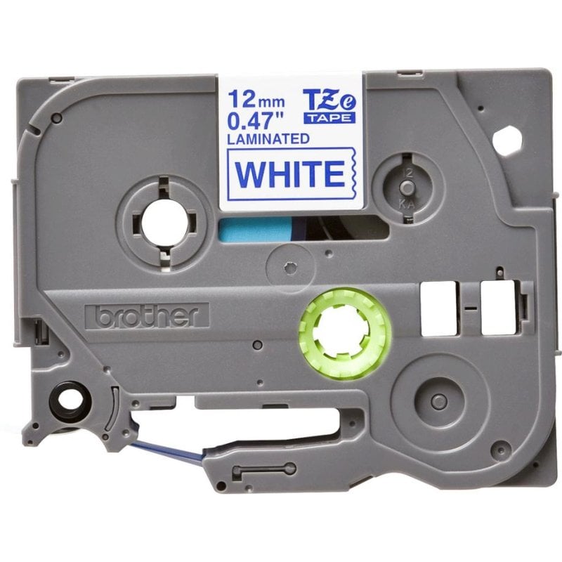 Cintas pour imprimante d'étiquettes Brother TZE-233 Bleu sur blanc 12 mm 8 m