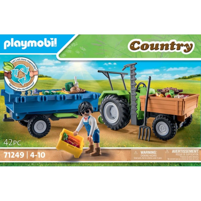 Figura de juguete Playmobil Country Tractor con remolque