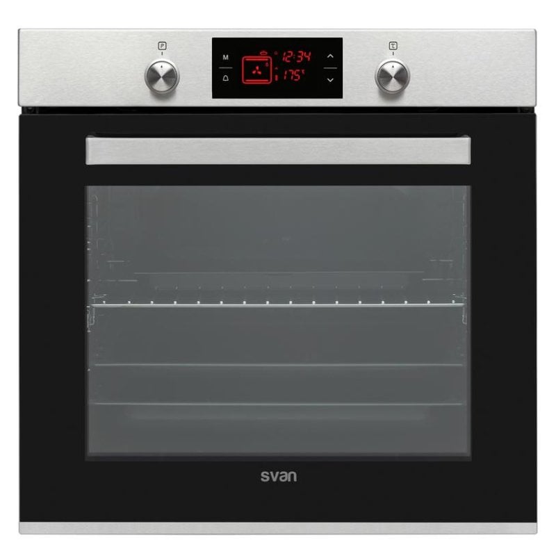 Einbaubackofen SVAN SVH375X Manuelle Reinigung 78L 60cm A Pizzafunktion Schwarz Edelstahl