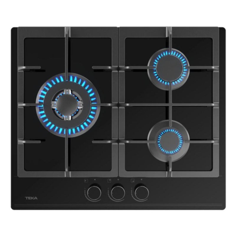 Placa de cozinha à gaz Teka GBC 63110 Noire integrada 60 cm vidro cerâmico 3 brûleurs