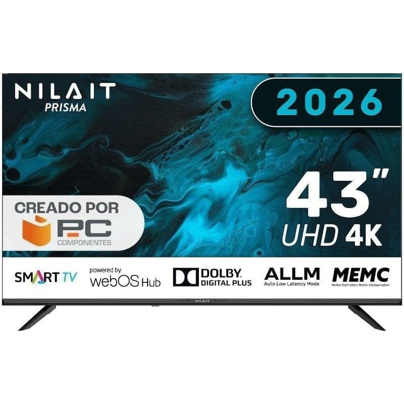 Nilait Prisma 43UD7004SWOS 43" LED UHD 4K Smart TV WEBOS+Nilait Harmony Sound bar Barra de sonido 2.0 60W blanca