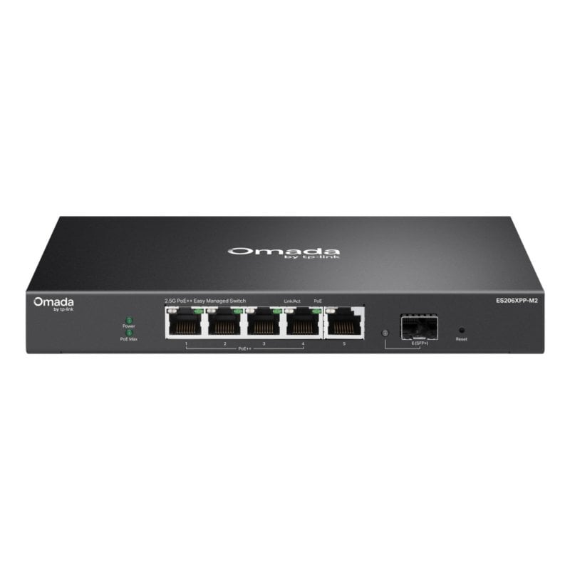 TP Link Omada ES206XPP M2 V1 Commutateur Géré 5 x 1010010002.5G PoE++ + 1 x 10 Gigabit SFP+ de bureau fixation murale PoE++