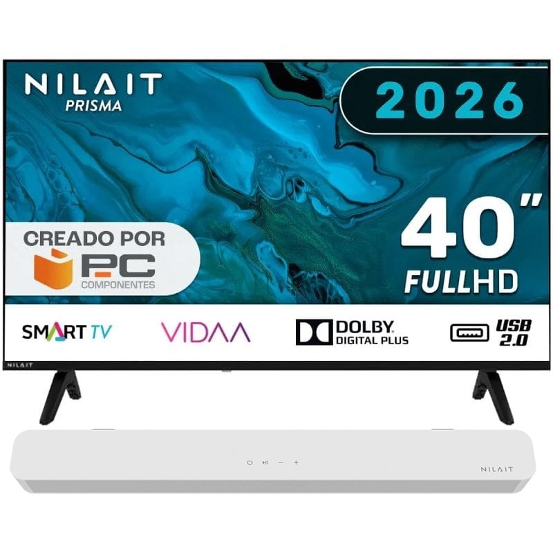 TV Nilait LED Prisma 40FD7004SVIOS 40" Full HD 60Hz Smart TV VIDAA Dolby Audio Barra de som