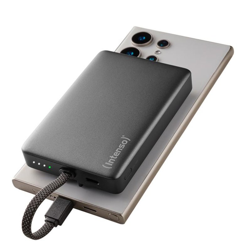 Powerbank Intenso MC10000 Con Retro Magnetico E Cavo USB-C Integrato – 10.000mAh, Ricarica PD 3.0 20W, LED E Testato In Germania