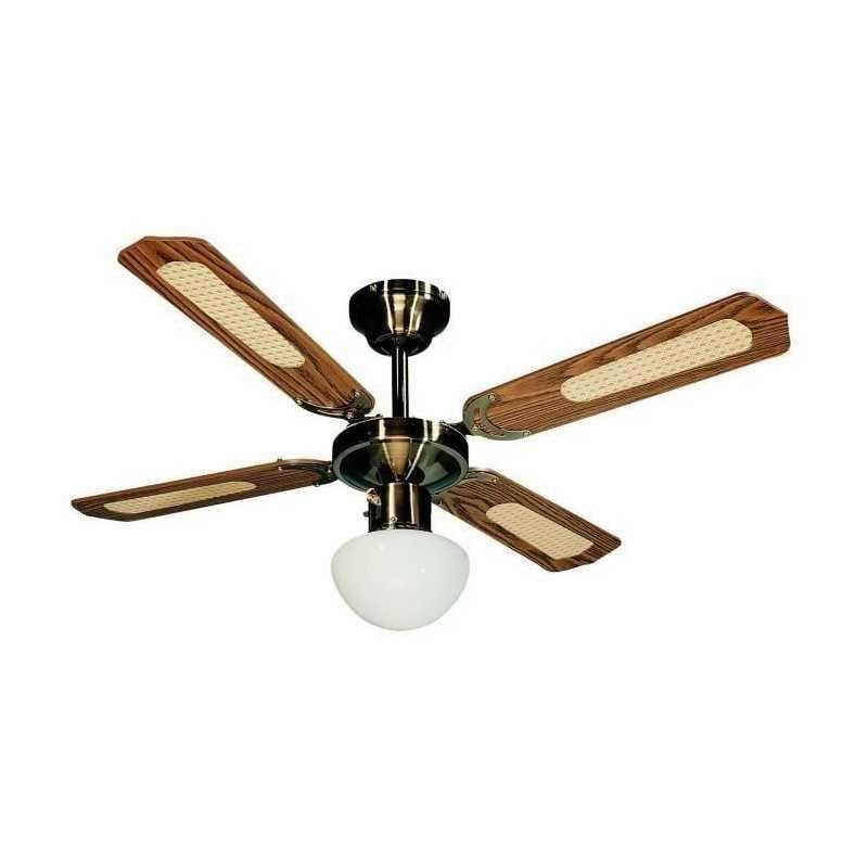 Ventilateur de Plafond avec Lumière Farelek Bali 50W 107cm 3 Vitesses Reversible Laiton Ancien